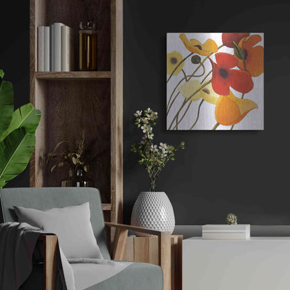 Luxe Metal Art 'Up Two on White Yellow' by Shirley Novak, Metal Wall Art,24x24