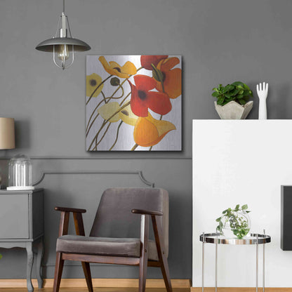 Luxe Metal Art 'Up Two on White Yellow' by Shirley Novak, Metal Wall Art,24x24