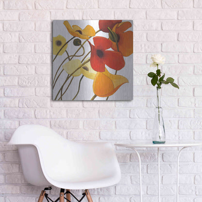 Luxe Metal Art 'Up Two on White Yellow' by Shirley Novak, Metal Wall Art,24x24