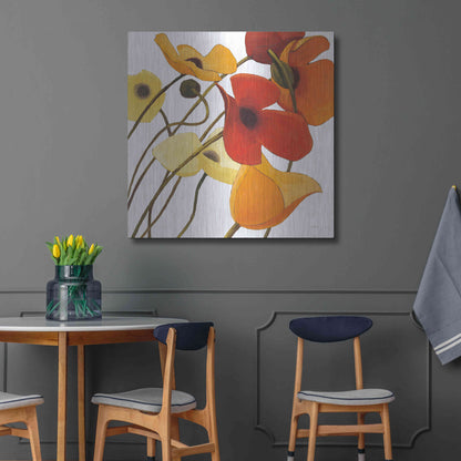 Luxe Metal Art 'Up Two on White Yellow' by Shirley Novak, Metal Wall Art,36x36