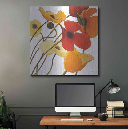 Luxe Metal Art 'Up Two on White Yellow' by Shirley Novak, Metal Wall Art,36x36