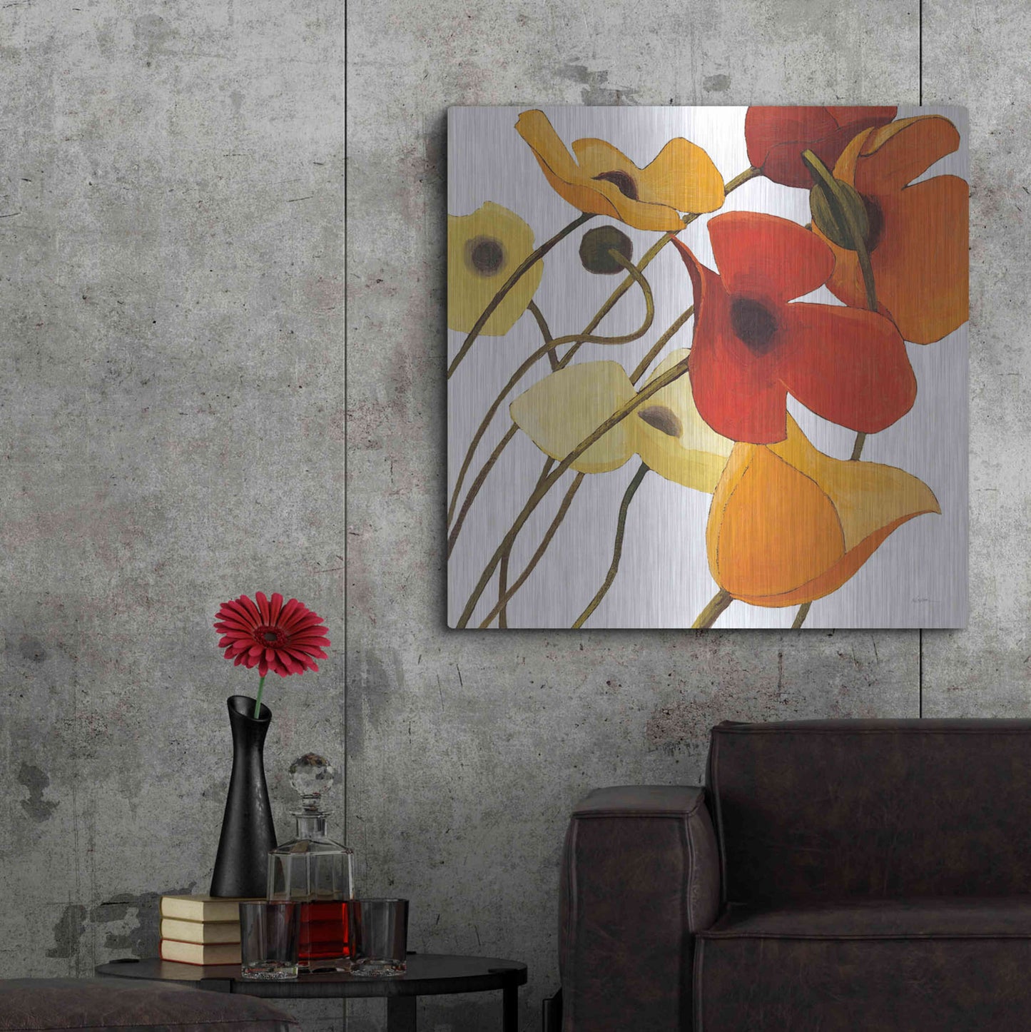 Luxe Metal Art 'Up Two on White Yellow' by Shirley Novak, Metal Wall Art,36x36