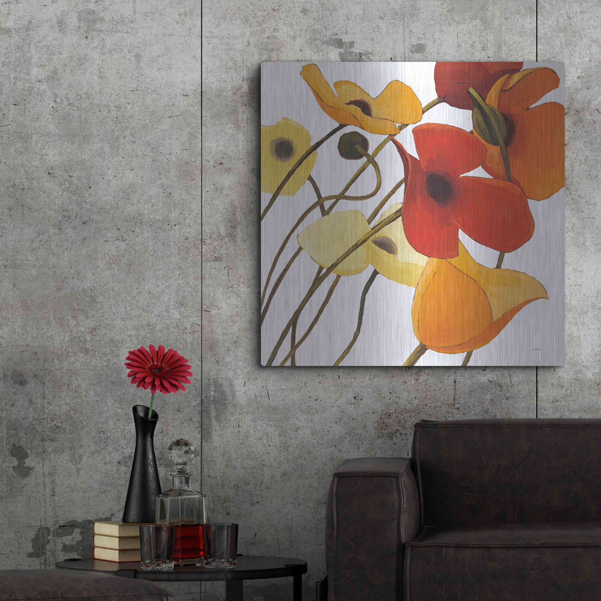 Luxe Metal Art 'Up Two on White Yellow' by Shirley Novak, Metal Wall Art,36x36