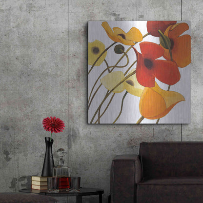 Luxe Metal Art 'Up Two on White Yellow' by Shirley Novak, Metal Wall Art,36x36