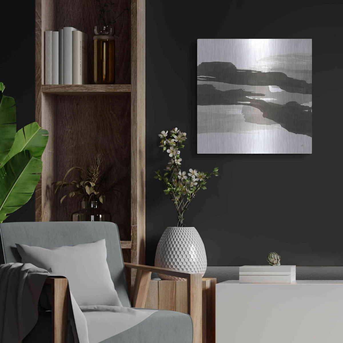 'Black and White Classic III' by Chris Paschke – Metal Wall Art, 24x24 room view