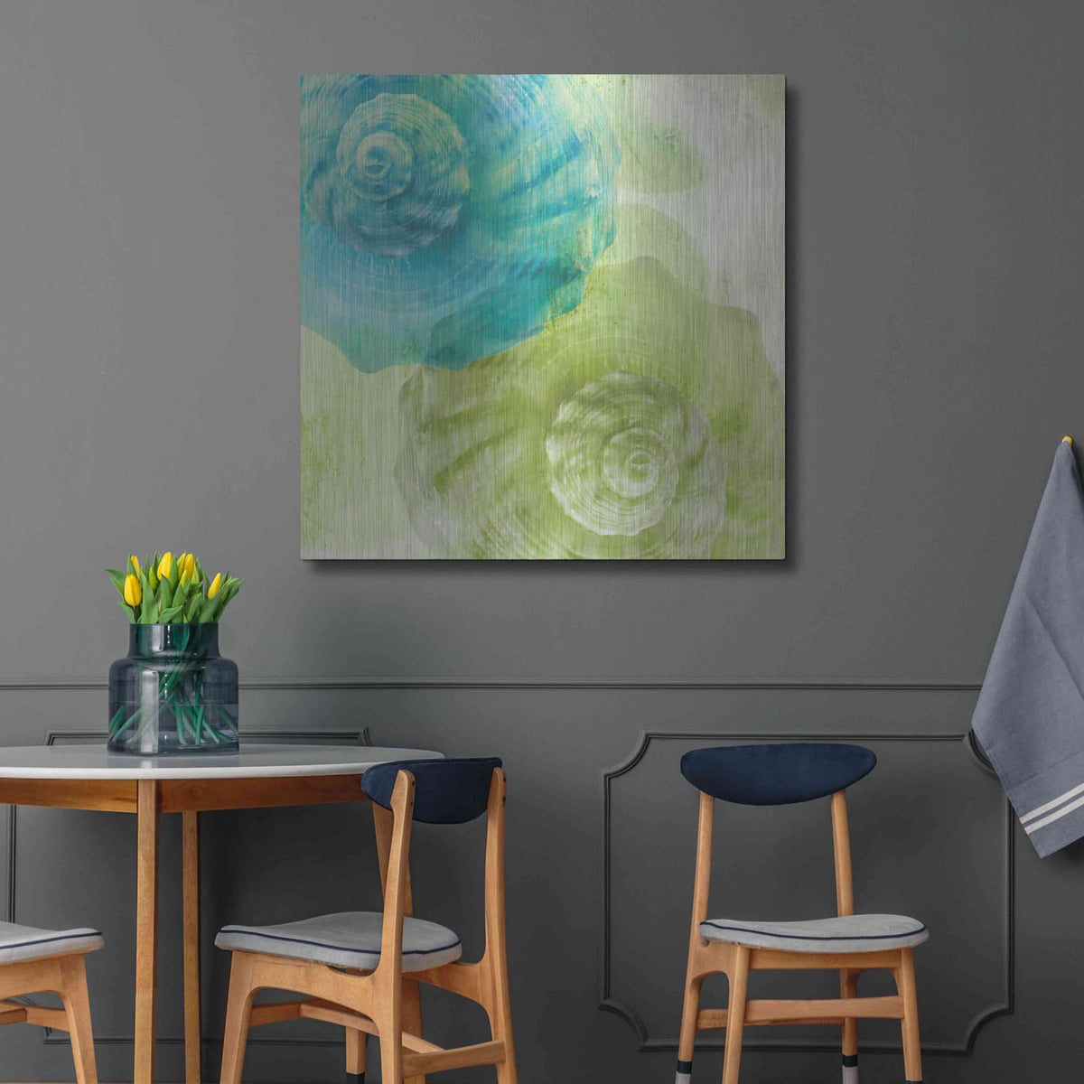 'Luminous Seashells 3' by Elena Ray – Metal Wall Art, 36x36 room view