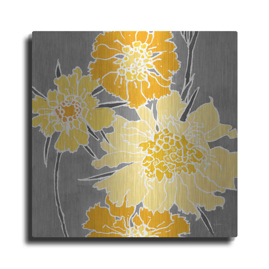 Luxe Metal Art 'Cloisonne Beauty I Gray' by Shirley Novak, Metal Wall Art