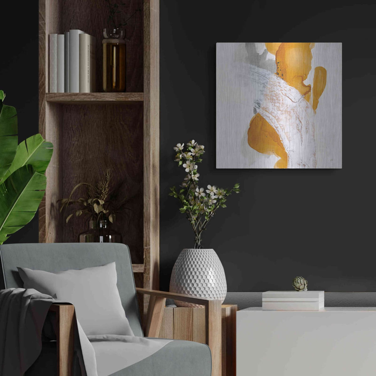 'Amber Wash II' by Chris Paschke – Metal Wall Art, 24x24 room view