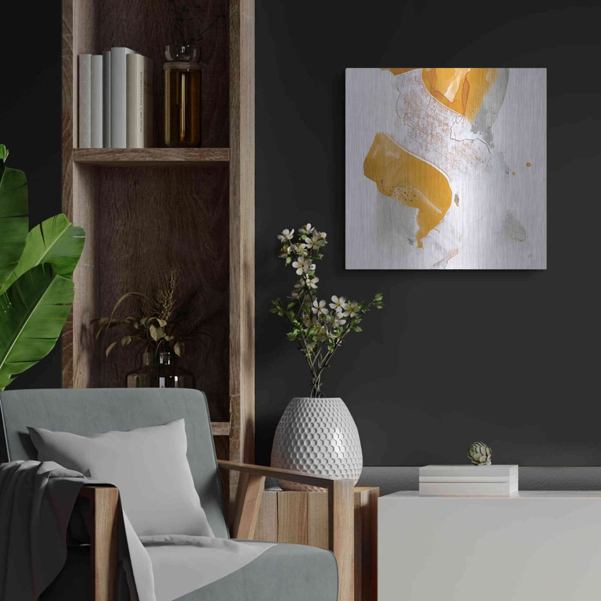 'Amber Wash IV' by Chris Paschke – Metal Wall Art, 24x24 room view
