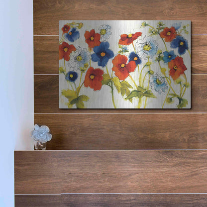 Luxe Metal Art 'Independent Blooms I' by Shirley Novak, Metal Wall Art,16x12