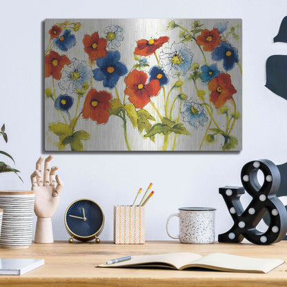 Luxe Metal Art 'Independent Blooms I' by Shirley Novak, Metal Wall Art,16x12