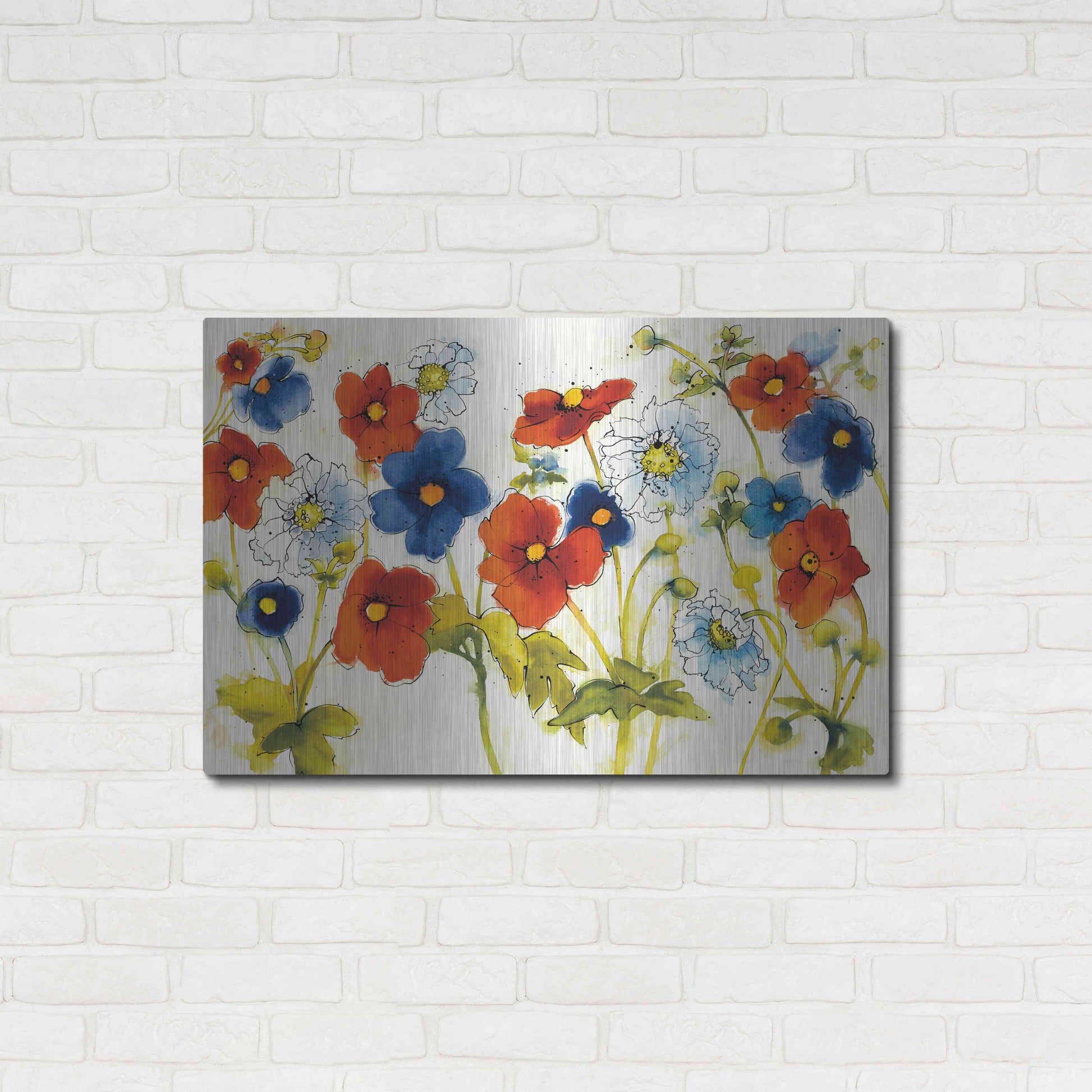 Luxe Metal Art 'Independent Blooms I' by Shirley Novak, Metal Wall Art,36x24
