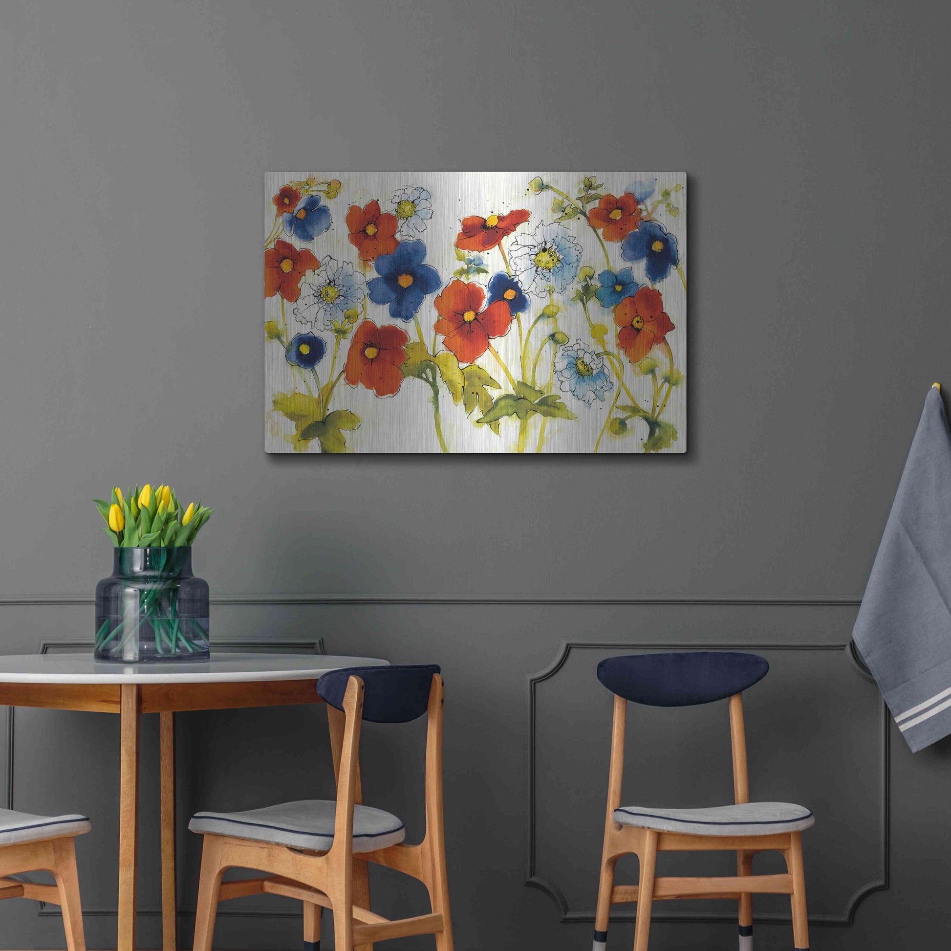 Luxe Metal Art 'Independent Blooms I' by Shirley Novak, Metal Wall Art,36x24