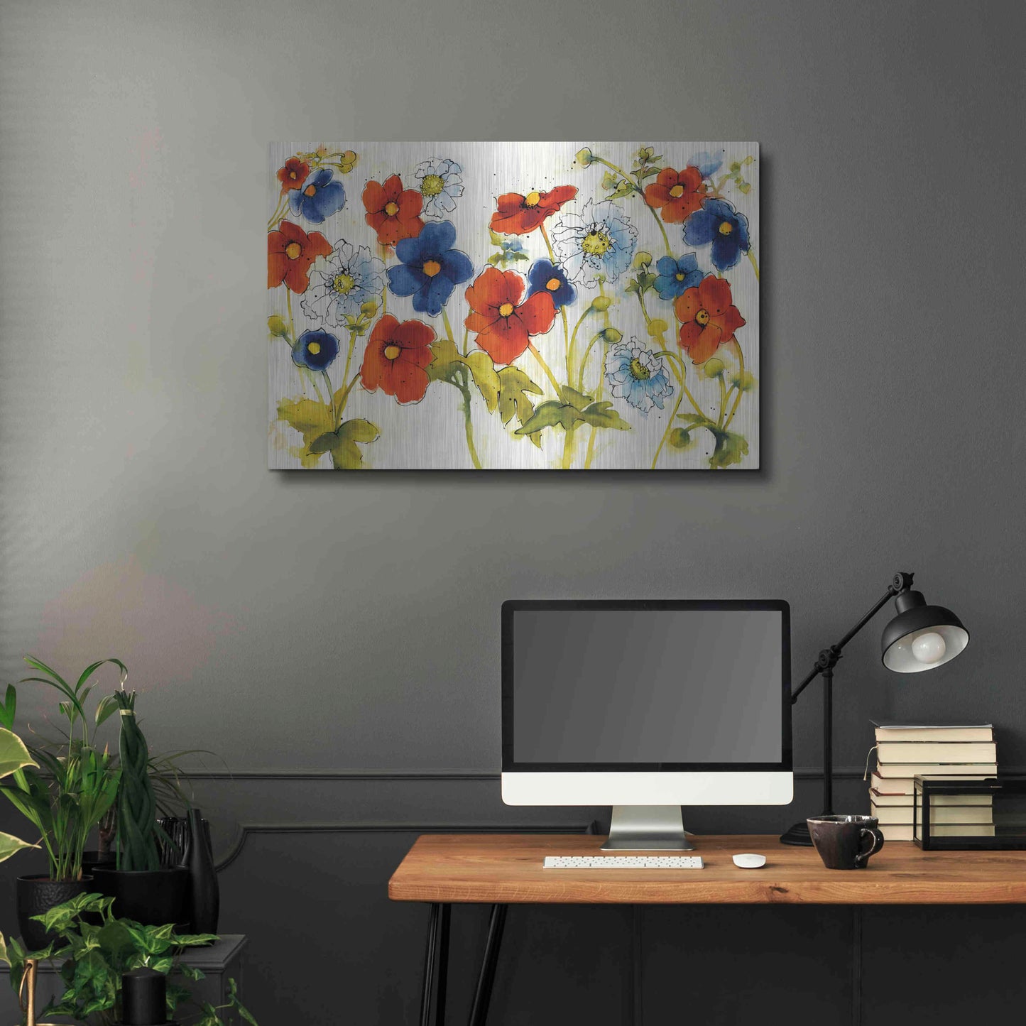 Luxe Metal Art 'Independent Blooms I' by Shirley Novak, Metal Wall Art,36x24