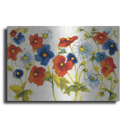 Luxe Metal Art 'Independent Blooms I' by Shirley Novak, Metal Wall Art