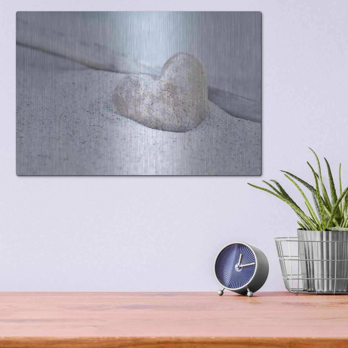 'Stone Heart Beach Still' by Andrea Haase – Metal Wall Art, 16x12 room view