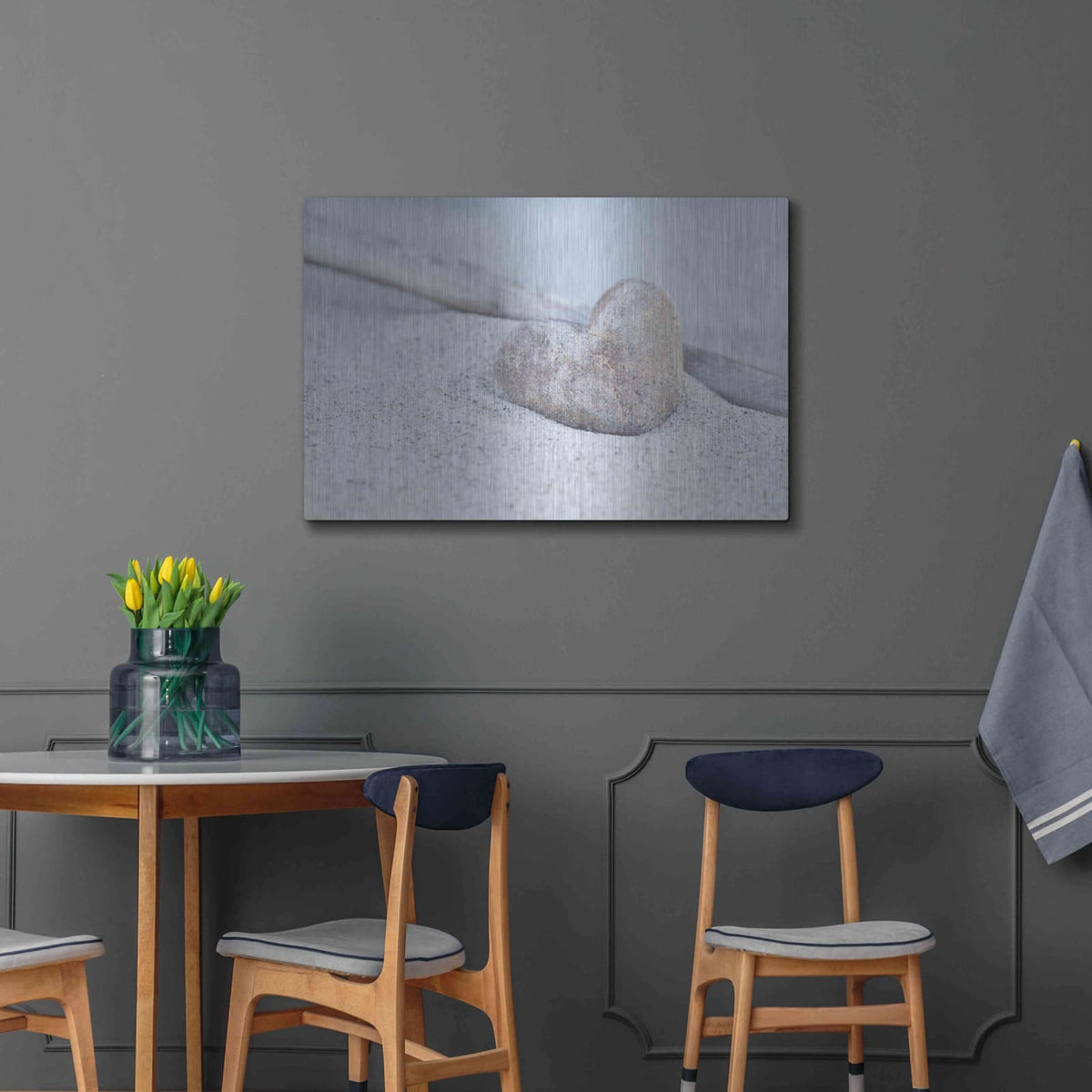 'Stone Heart Beach Still' by Andrea Haase – Metal Wall Art, 36x24 room view