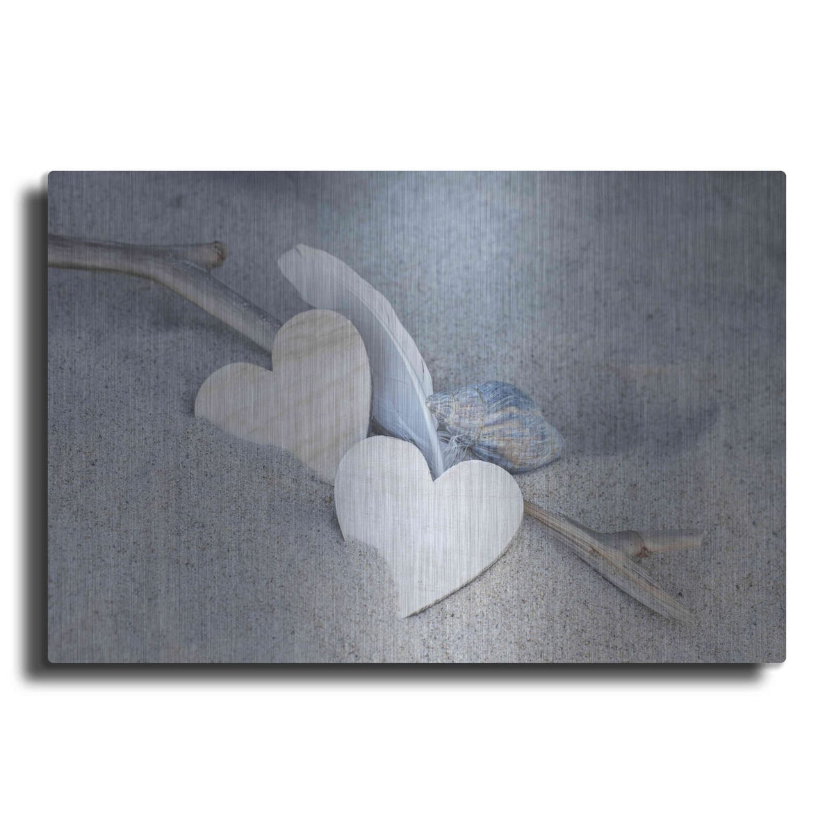 'Heart And Feather Beach Still' by Andrea Haase – Metal Wall Art