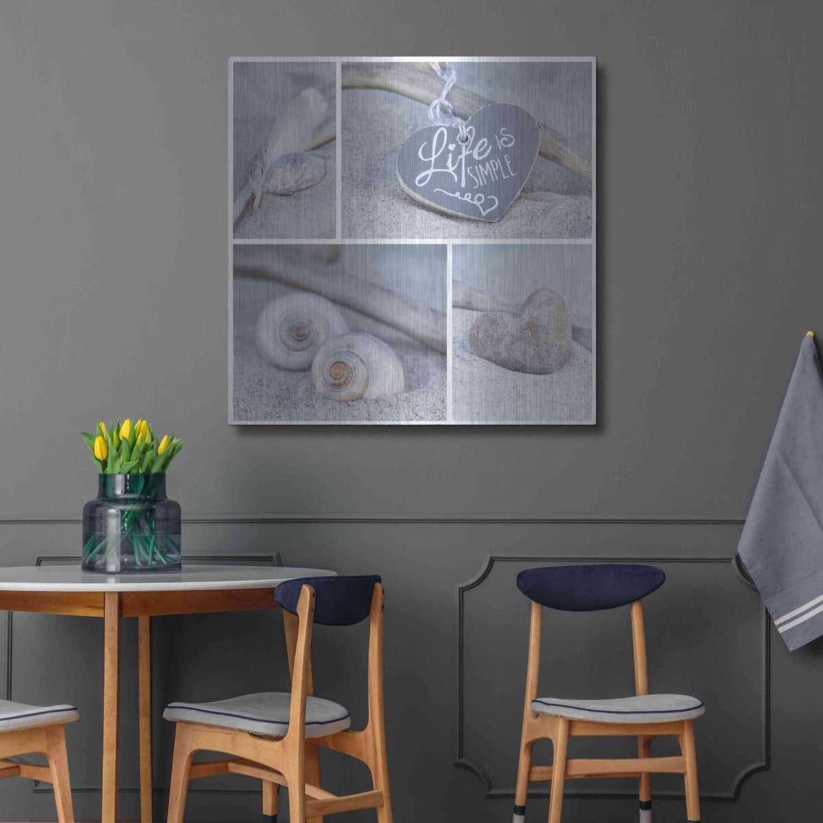 'Summer Beach Still Life Collage' by Andrea Haase – Metal Wall Art, 36x36 room view