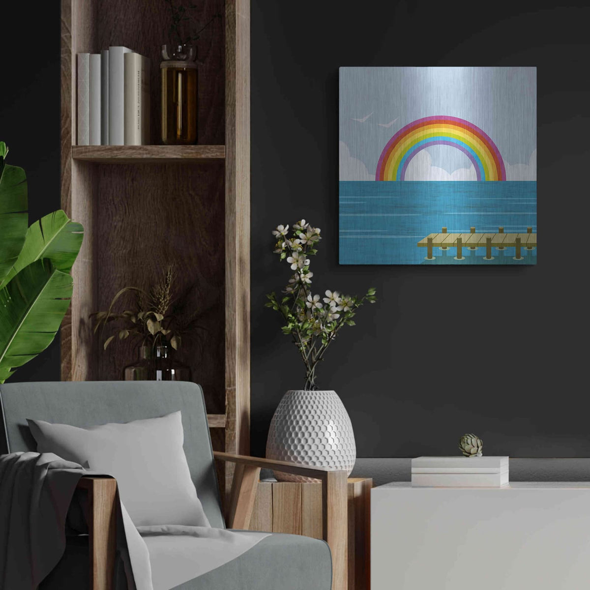 'Happy Summer Rainbow' by Andrea Haase – Metal Wall Art, 24x24 room view