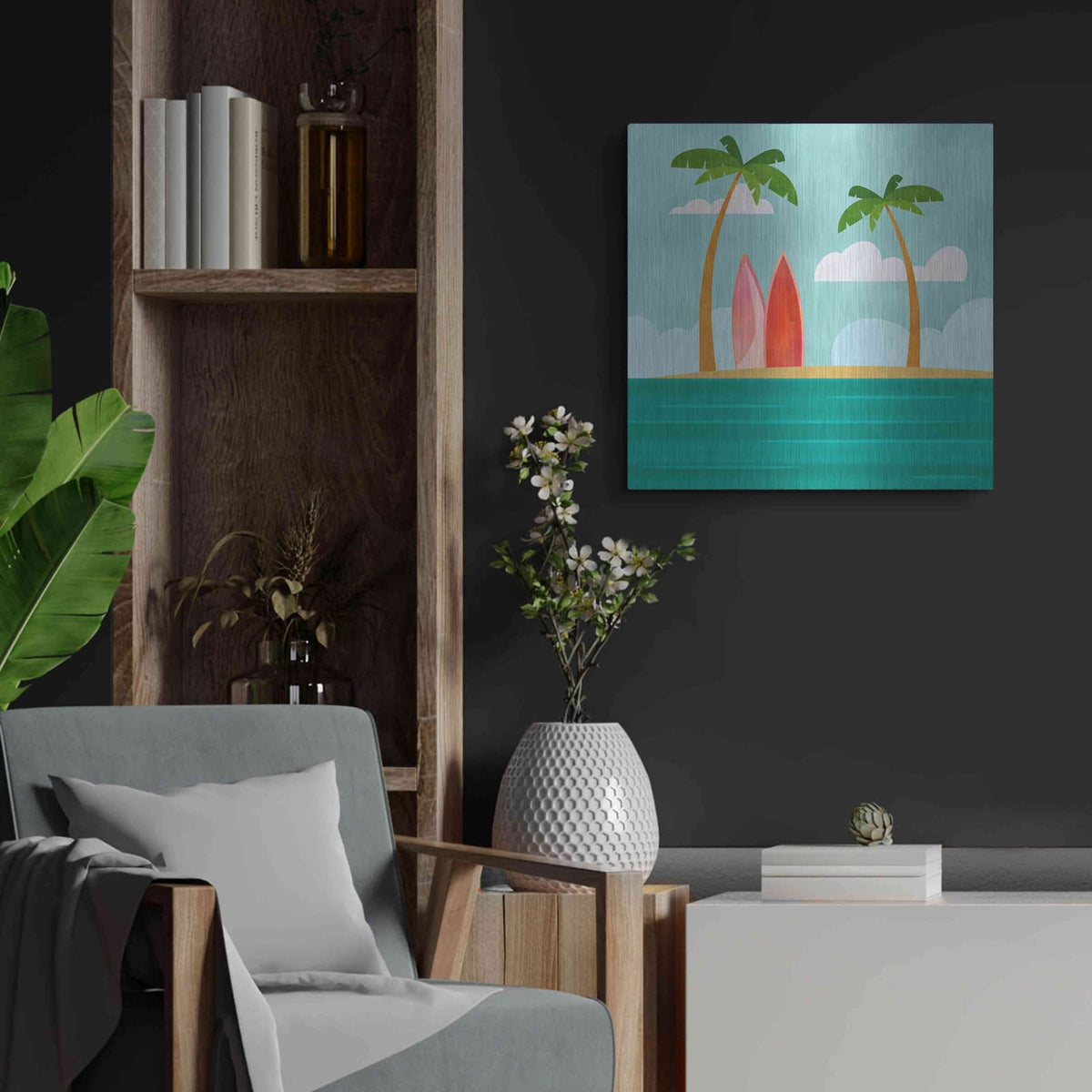 'Caribbean Surf Spot' by Andrea Haase – Metal Wall Art, 24x24 room view