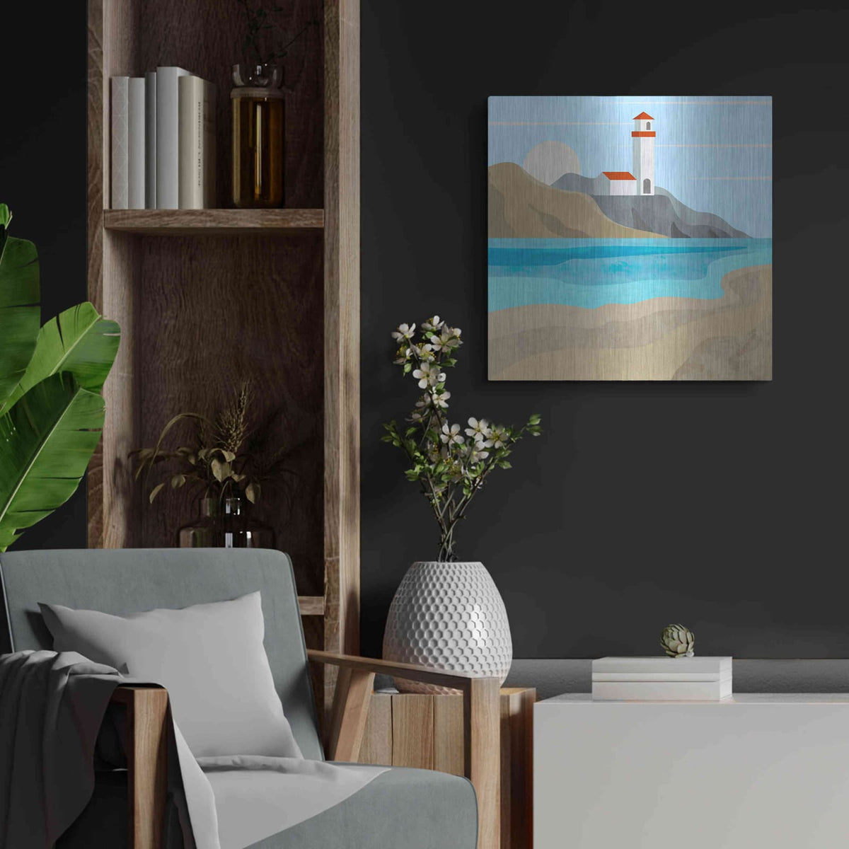 'East End Lighthouse' by Andrea Haase – Metal Wall Art, 24x24 room view
