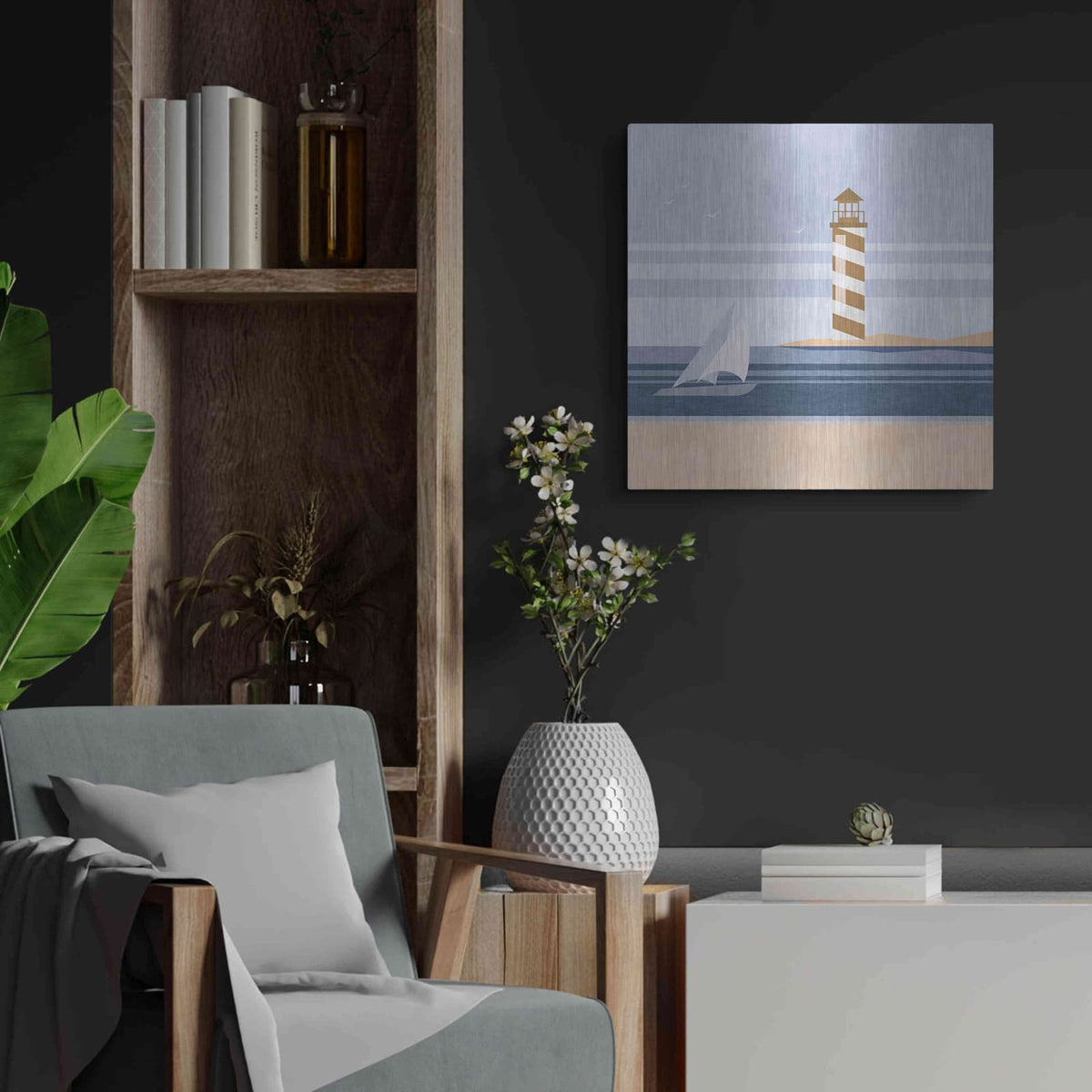 'cape Cod Lighthouse' by Andrea Haase – Metal Wall Art, 24x24 room view