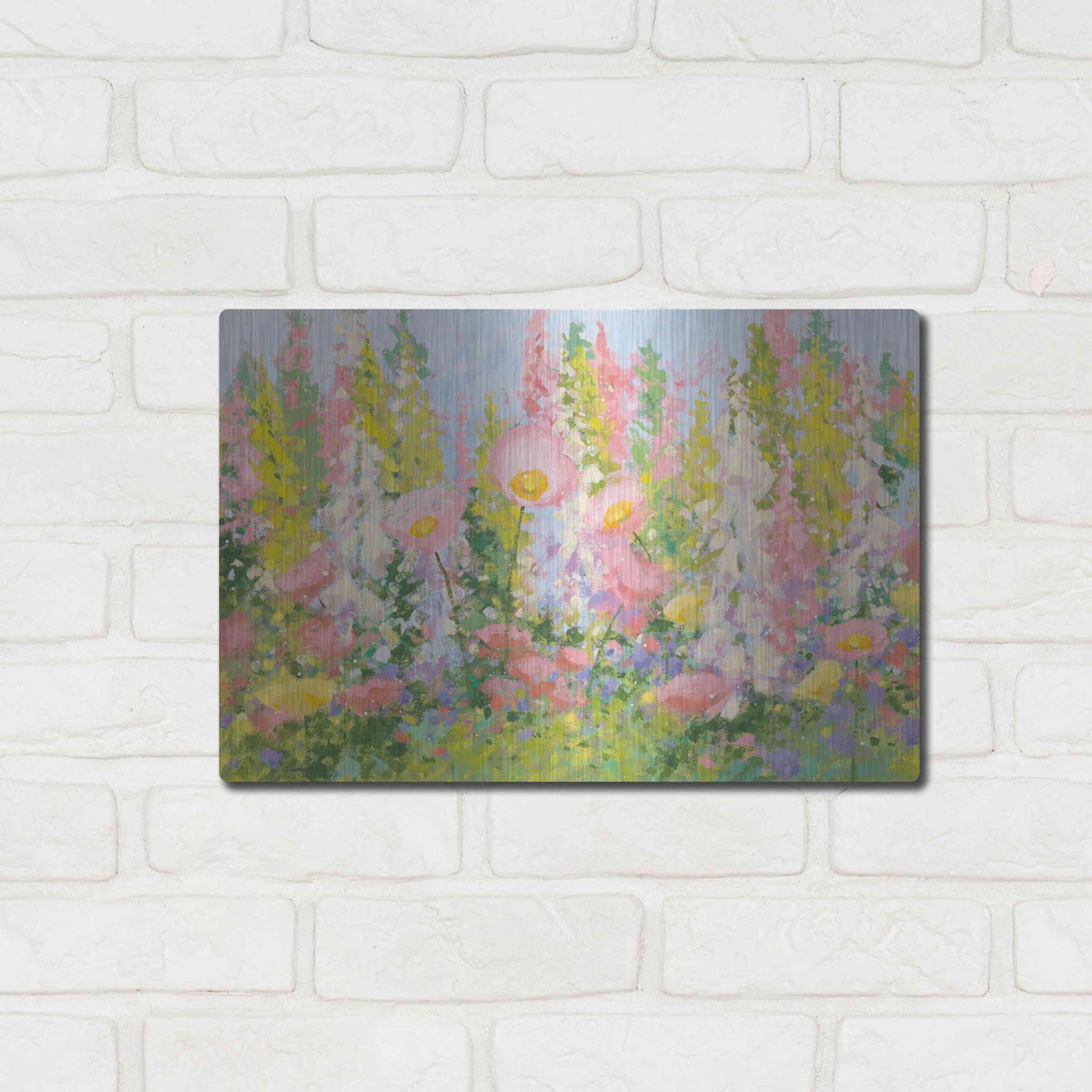 Luxe Metal Art 'Garden Pastels I Blue Sky' by Shirley Novak, Metal Wall Art,16x12