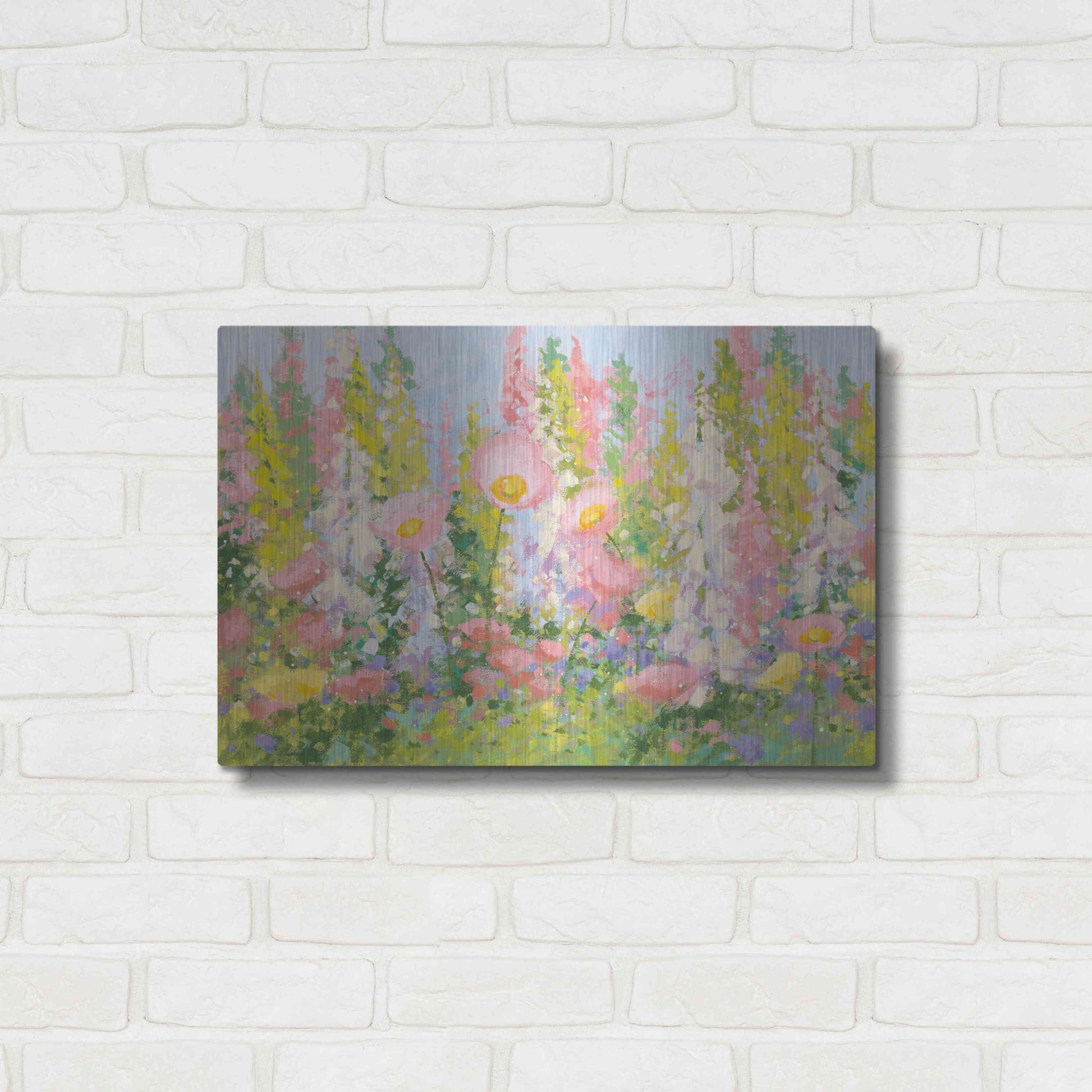 Luxe Metal Art 'Garden Pastels I Blue Sky' by Shirley Novak, Metal Wall Art,24x16