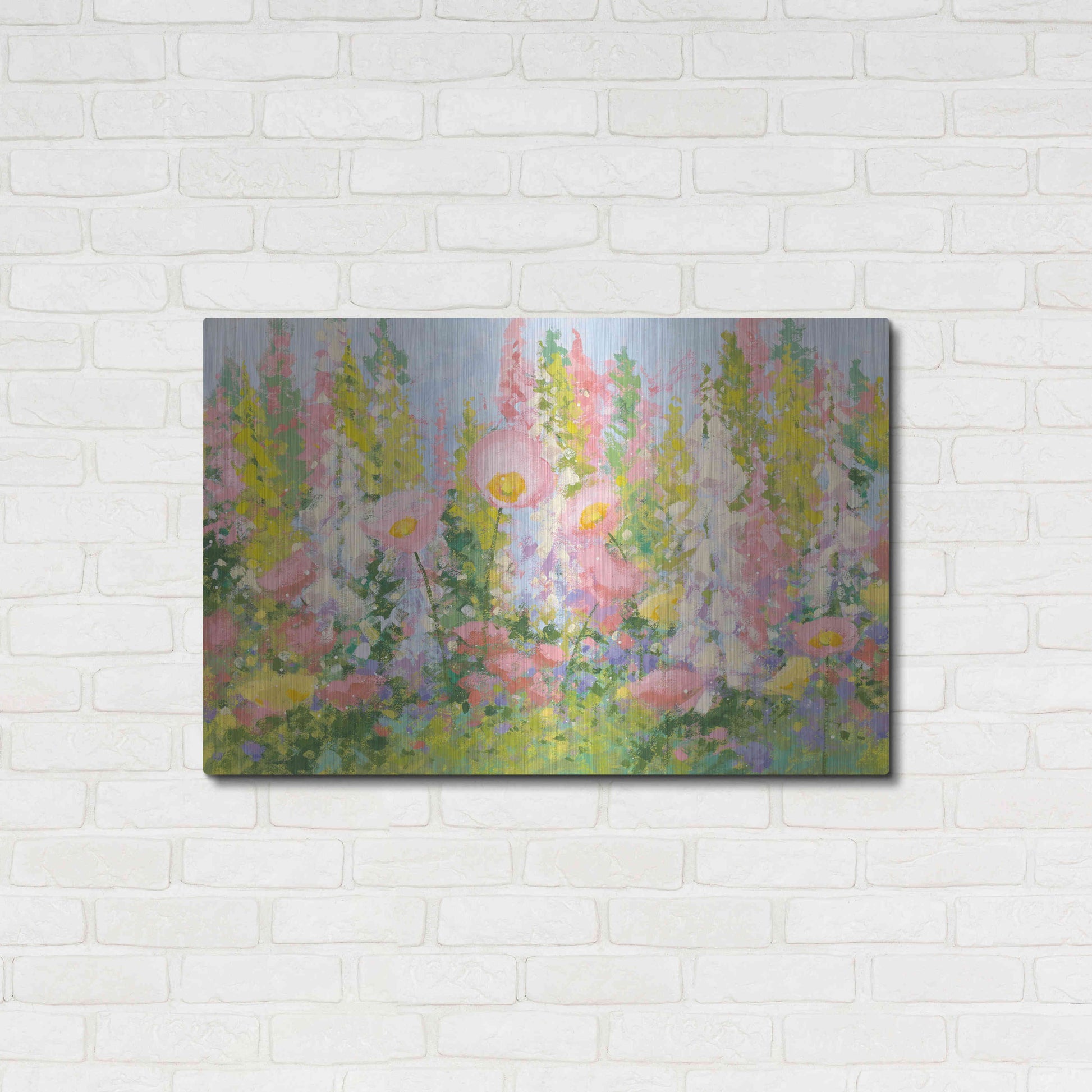 Luxe Metal Art 'Garden Pastels I Blue Sky' by Shirley Novak, Metal Wall Art,36x24