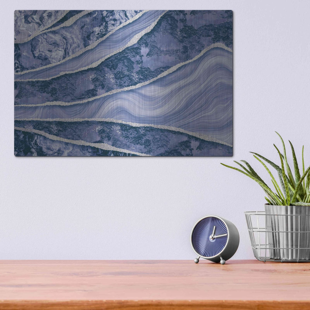 'Blue Marble And Stone' by Andrea Haase – Metal Wall Art, 16x12 room view