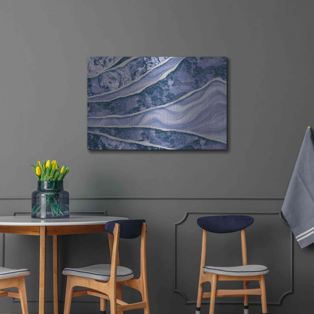'Blue Marble And Stone' by Andrea Haase – Metal Wall Art, 36x24 room view