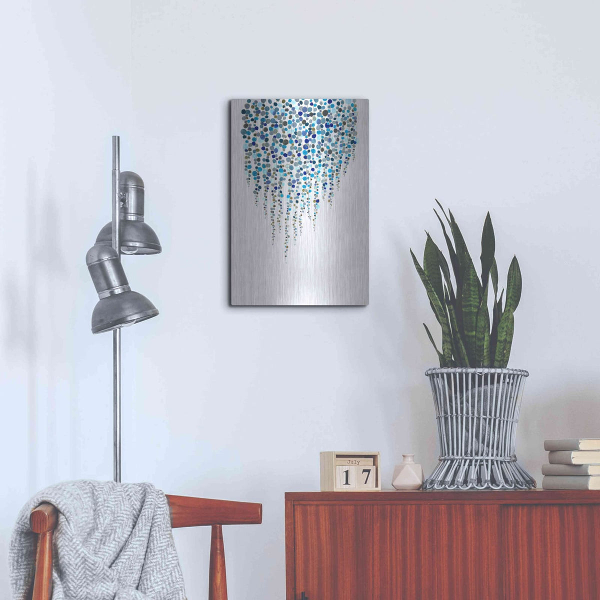 'Fancy Dots Blue' by Andrea Haase – Metal Wall Art, 16x24 room view