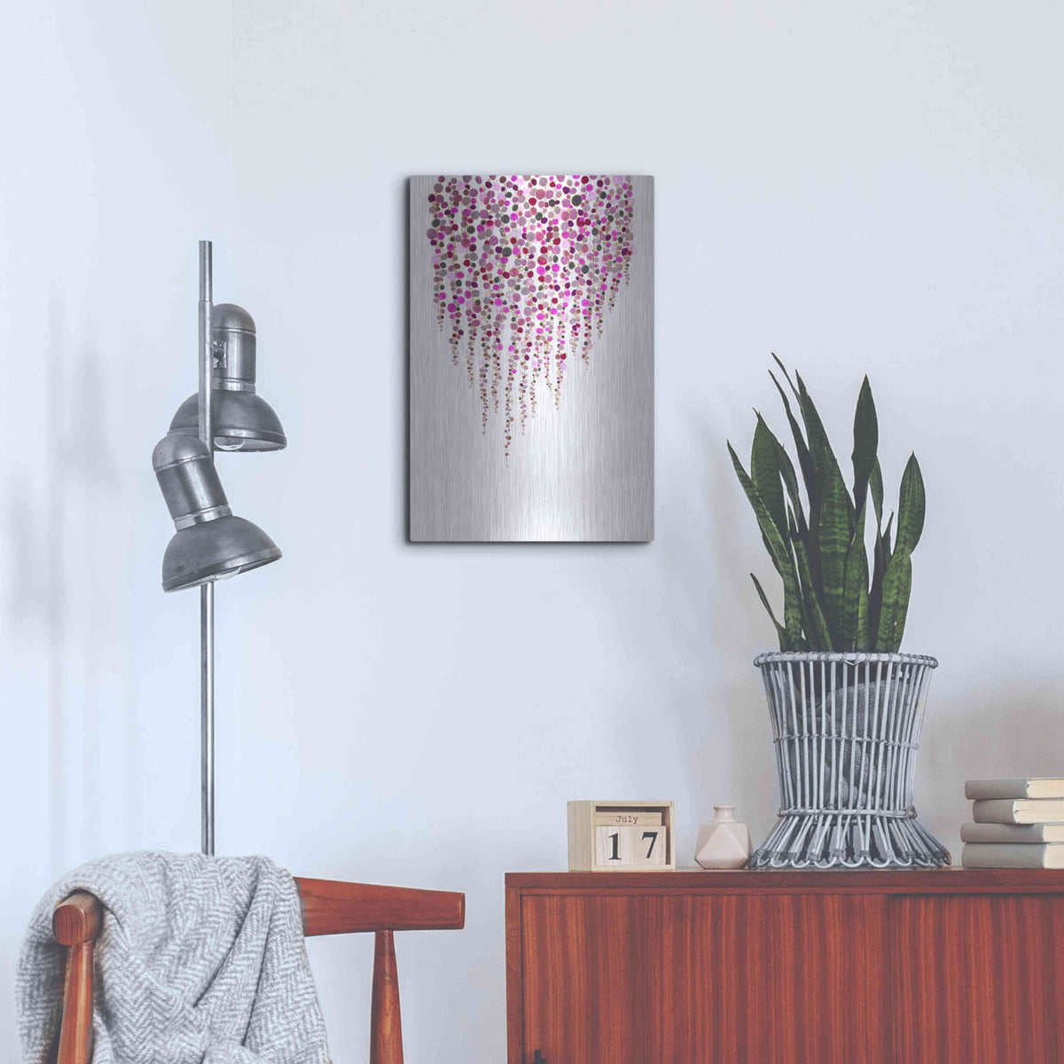'Fancy Dots Pink' by Andrea Haase – Metal Wall Art, 16x24 room view