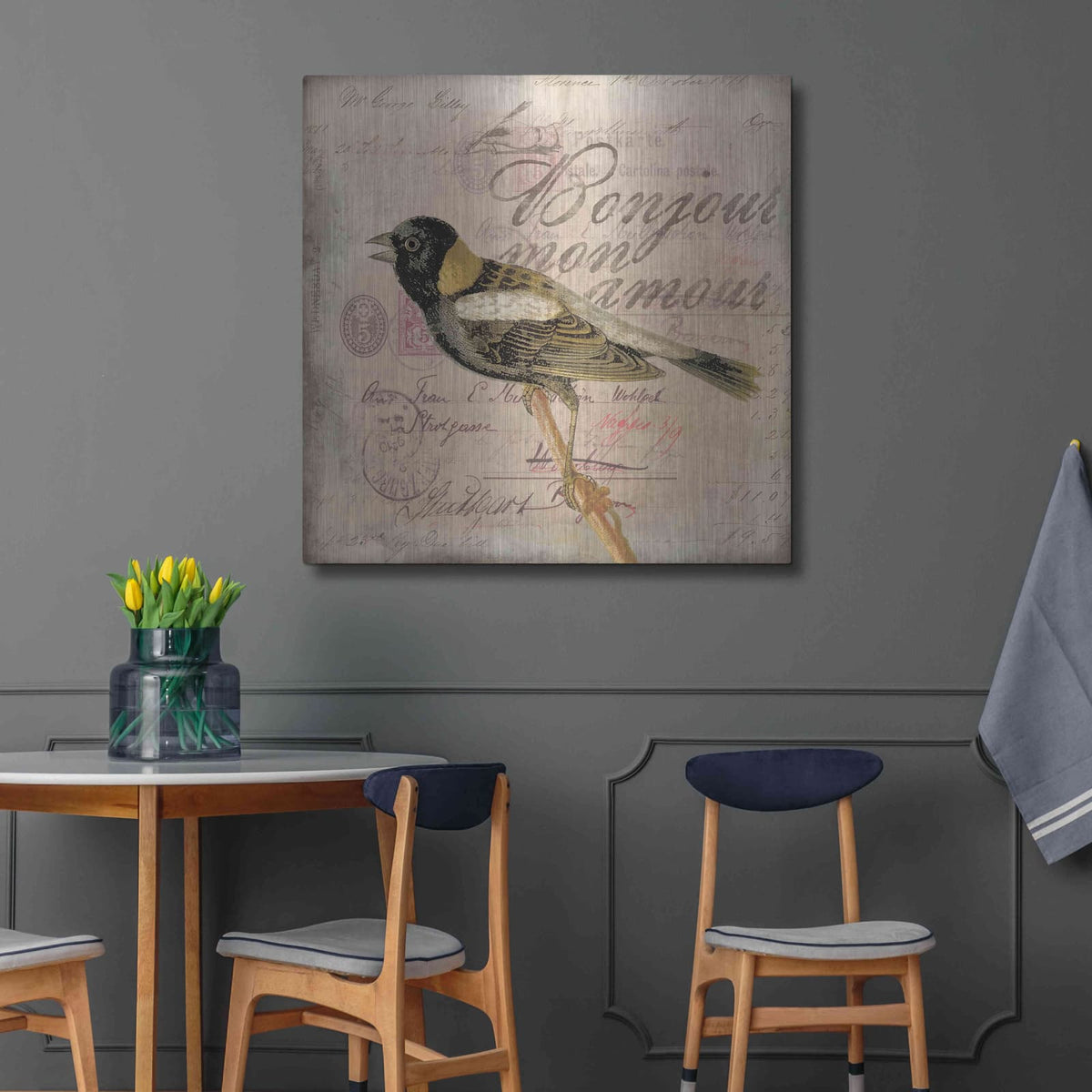 'Bonjour Mon Amour' by Andrea Haase – Metal Wall Art, 36x36 room view