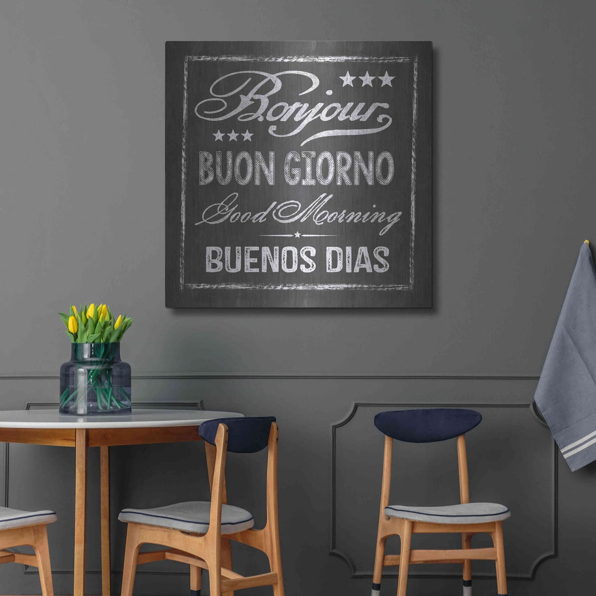 'Chalkboard Greeting' by Andrea Haase – Metal Wall Art, 36x36 room view