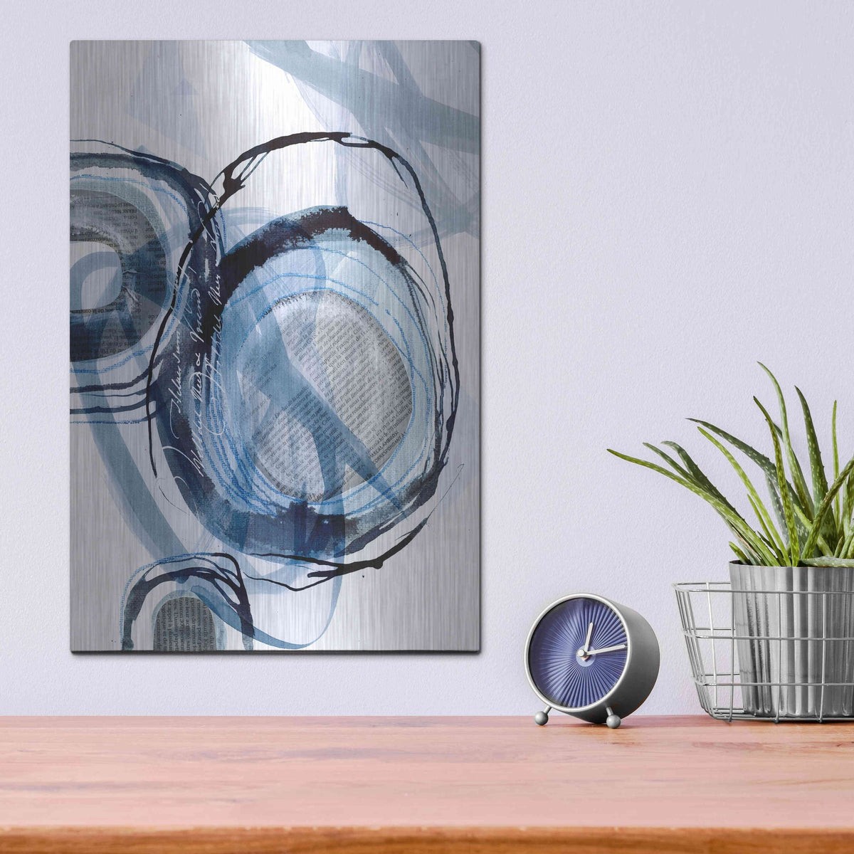 Luxe Metal Art 'Story Of Escape Blue' by Andrea Haase Metal Wall Art,12x16