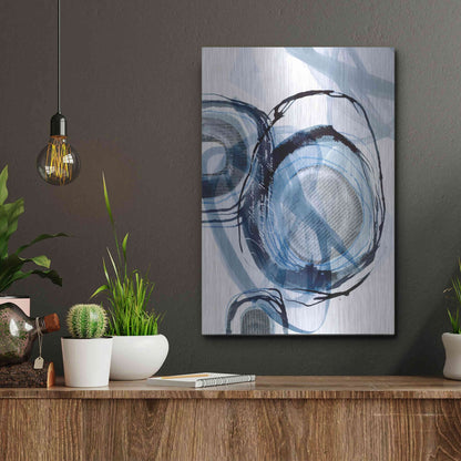 Luxe Metal Art 'Story Of Escape Blue' by Andrea Haase Metal Wall Art,12x16