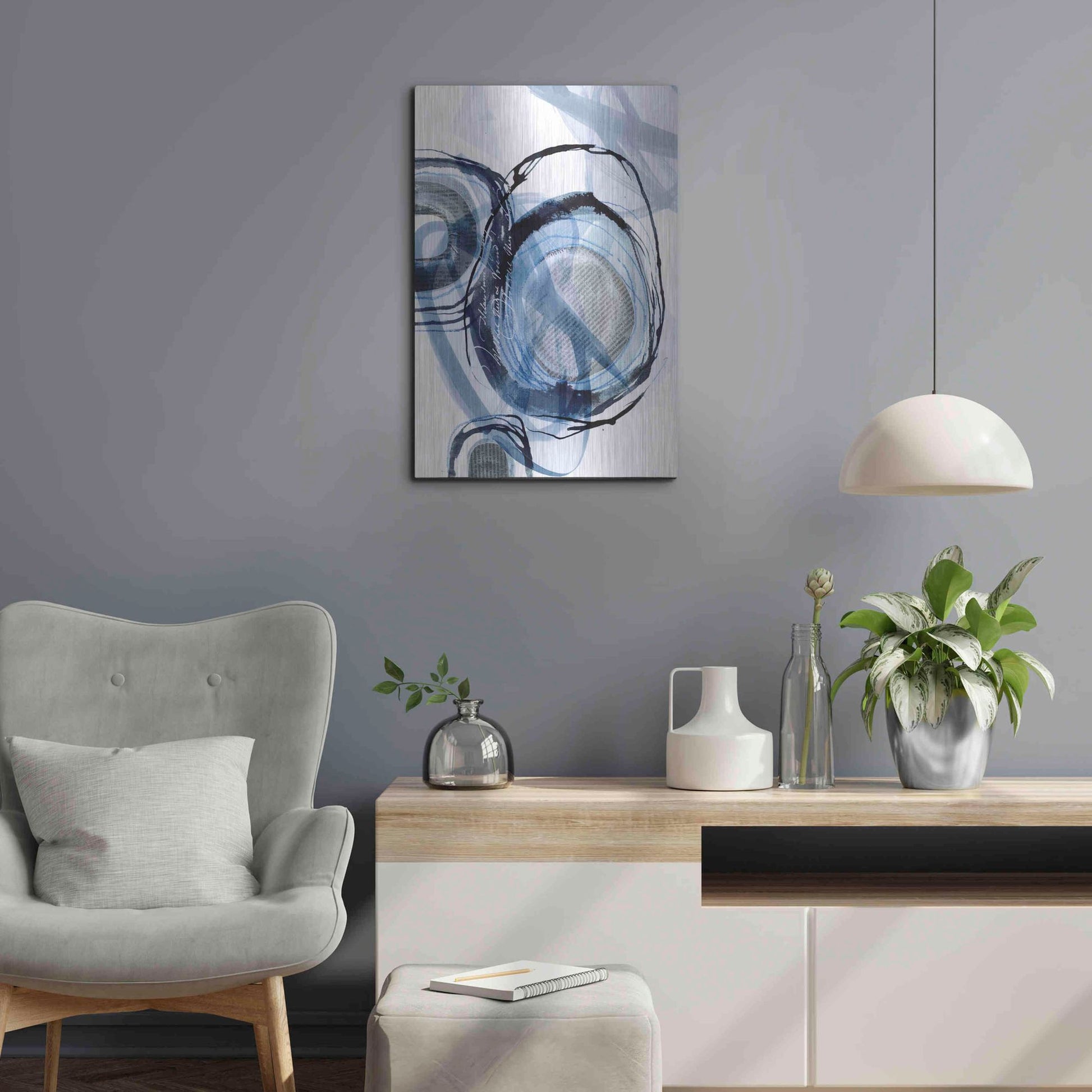 Luxe Metal Art 'Story Of Escape Blue' by Andrea Haase Metal Wall Art,16x24