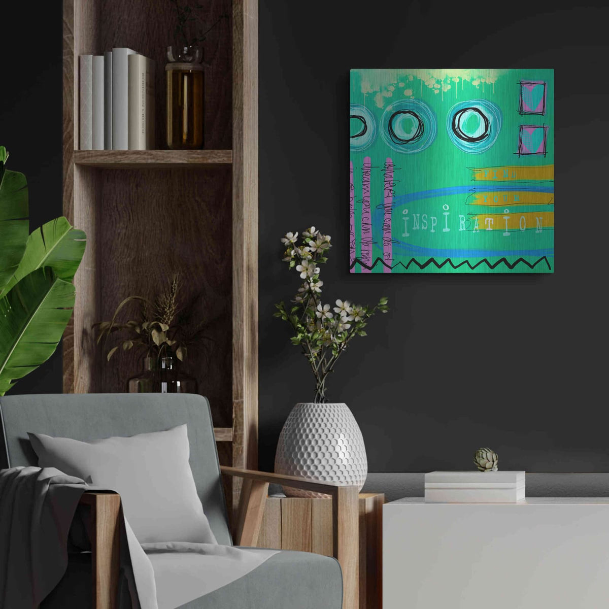 'Abstract Inspiration' by Andrea Haase – Metal Wall Art, 24x24 room view