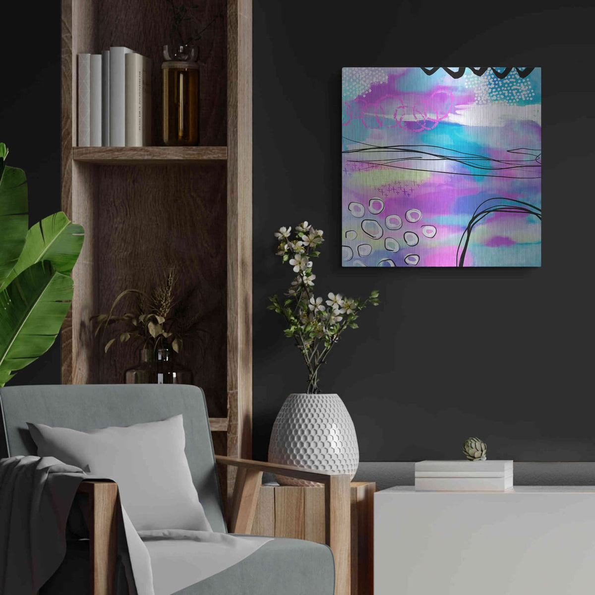'Abstract Summer Dream' by Andrea Haase – Metal Wall Art, 24x24 room view
