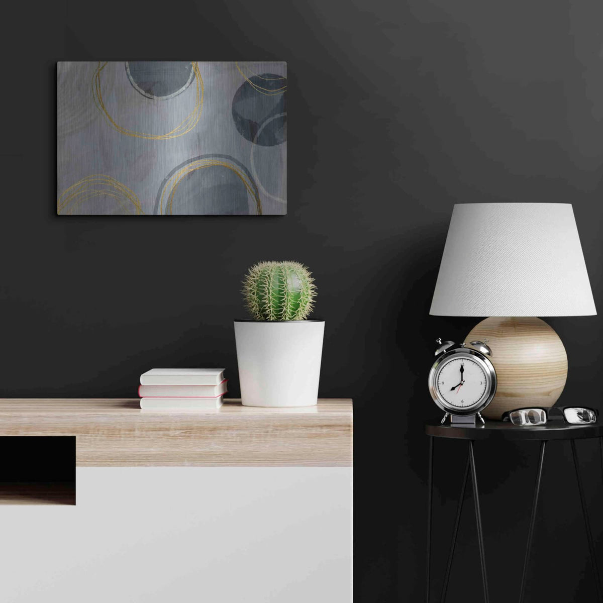 'Golden Line Abstraction' by Andrea Haase – Metal Wall Art, 24x16 room view
