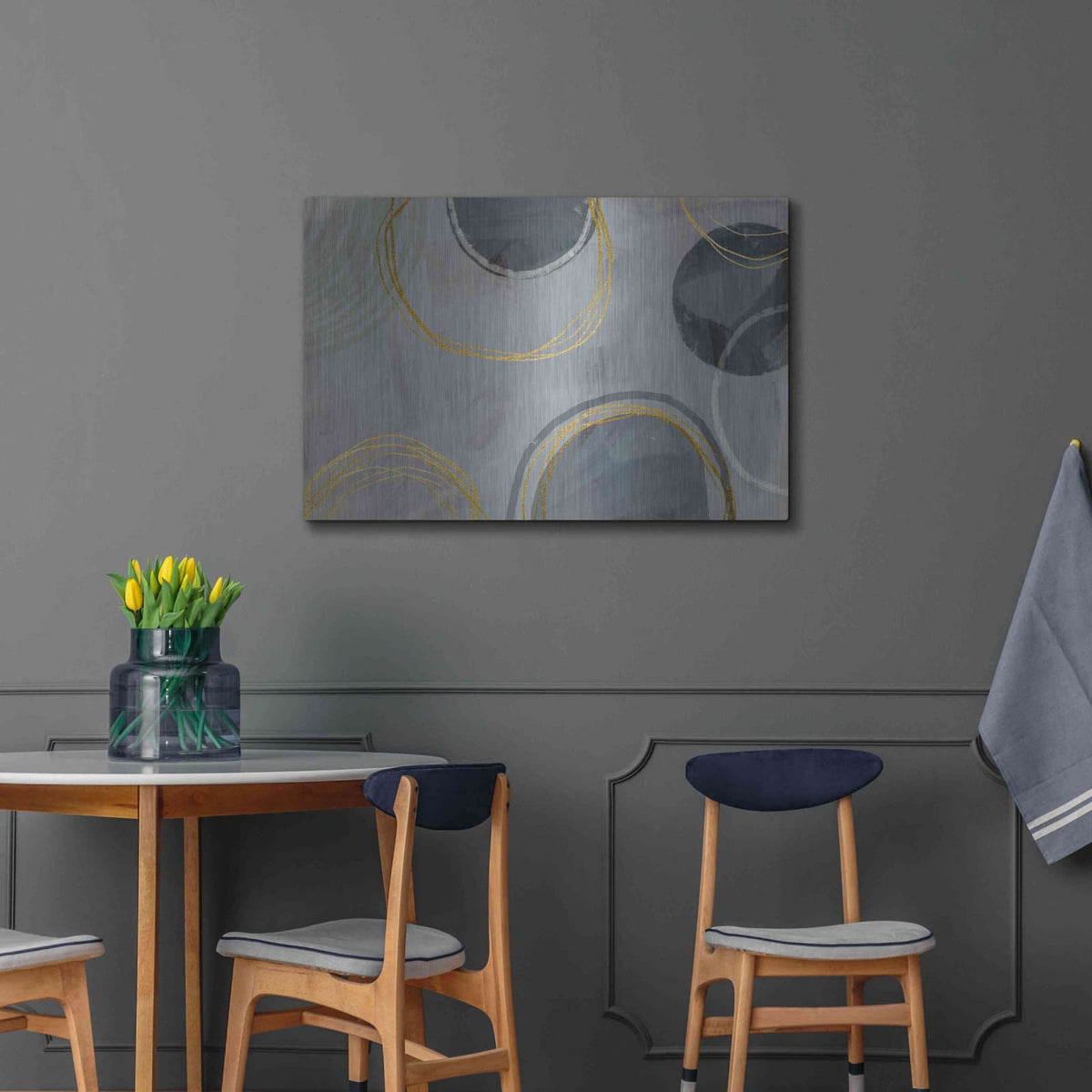 'Golden Line Abstraction' by Andrea Haase – Metal Wall Art, 36x24 room view