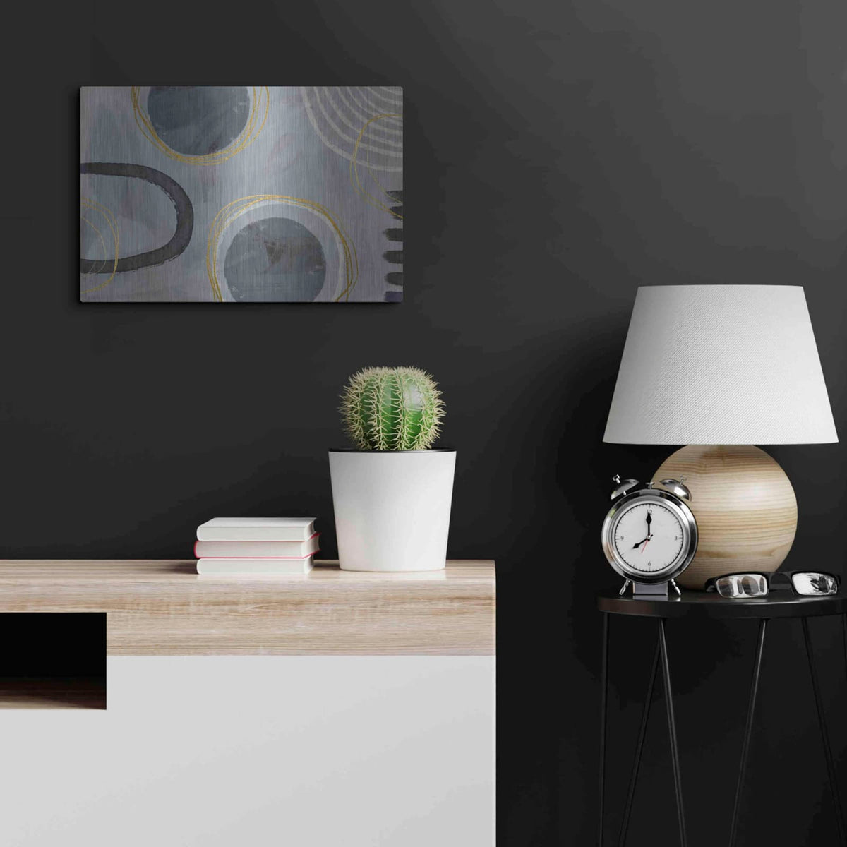 'Golden Line Intention' by Andrea Haase – Metal Wall Art, 24x16 room view