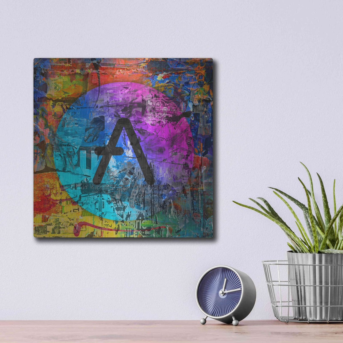 'Aave Crypto In Color' by Valentyn Artemenko – Metal Wall Art, 12x12 room view