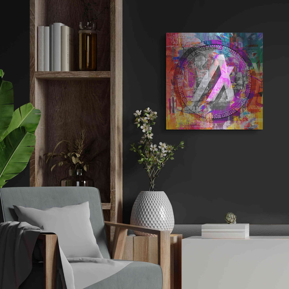 'Algo Algorand Crypto In Color' by Valentyn Artemenko – Metal Wall Art, 24x24 room view