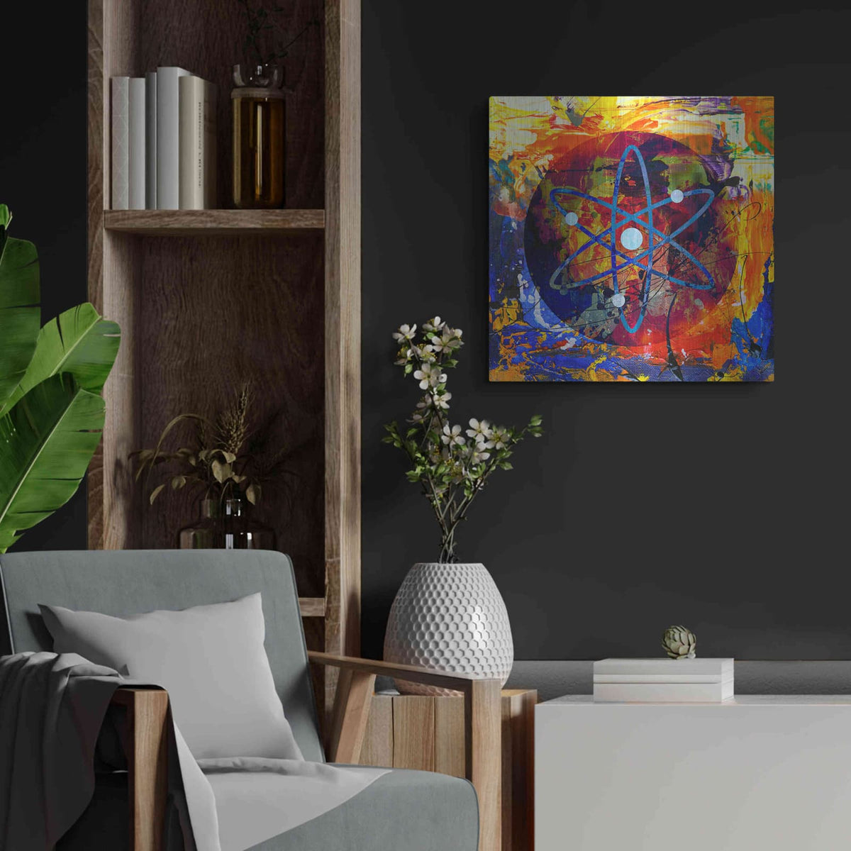 'Atom Cosmos Crypto In Color' by Valentyn Artemenko – Metal Wall Art, 24x24 room view