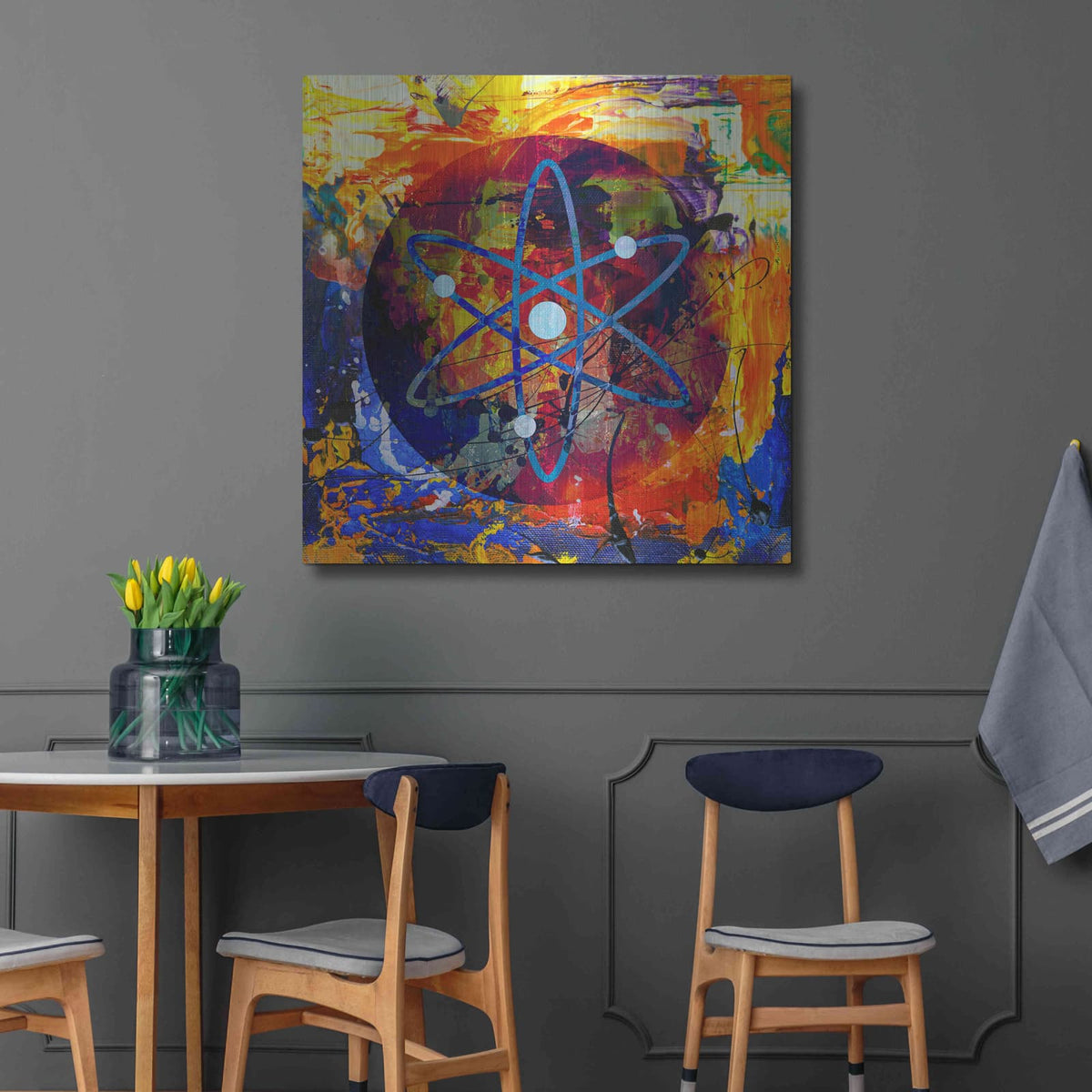 'Atom Cosmos Crypto In Color' by Valentyn Artemenko – Metal Wall Art, 36x36 room view