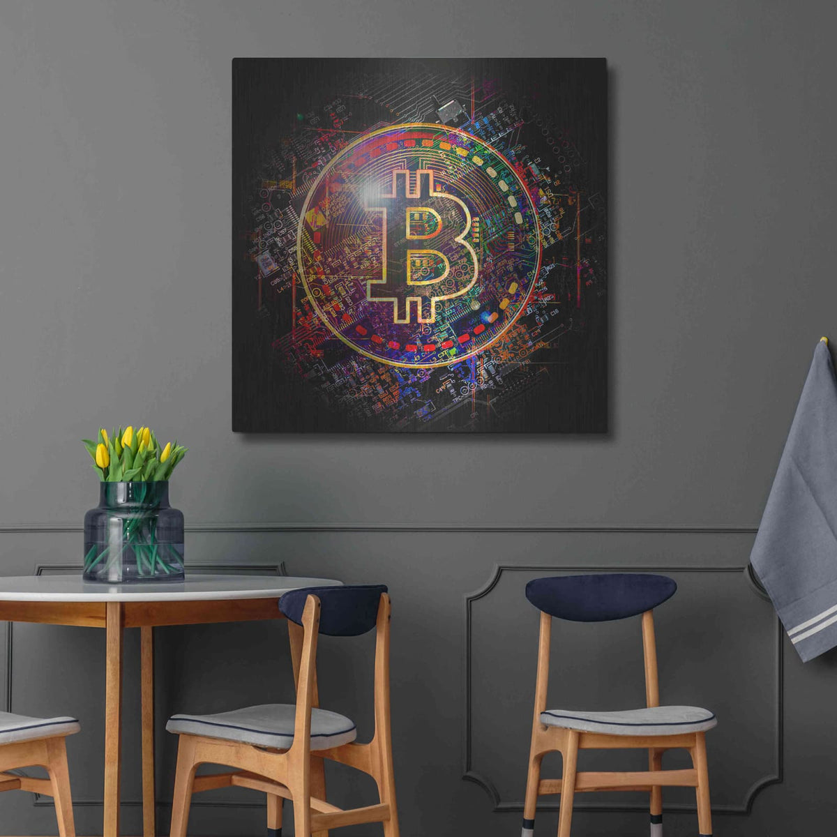 'Bitcoin Art' by Valentyn Artemenko – Metal Wall Art, 36x36 room view