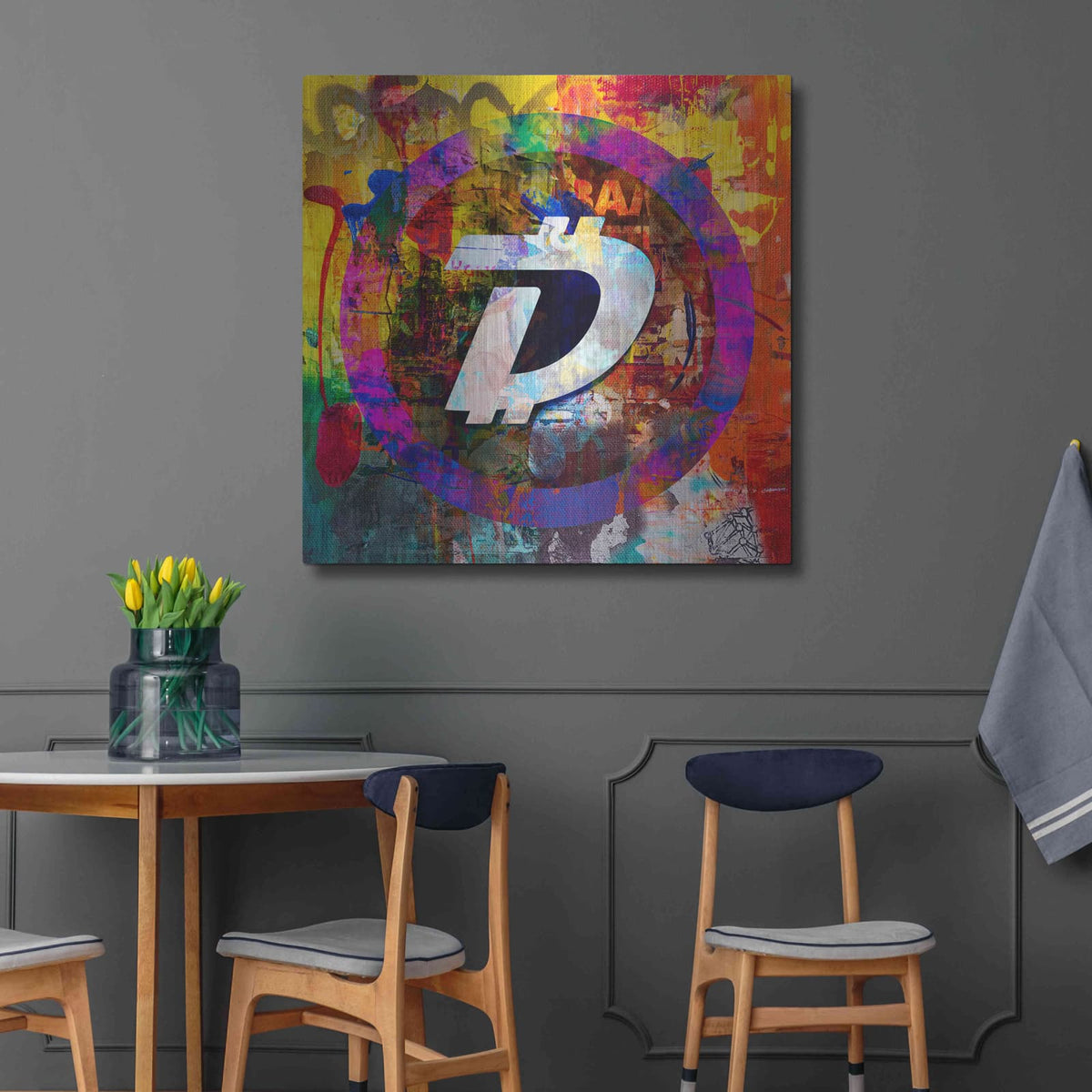 'Dgb Digibyte Crypto In Color' by Valentyn Artemenko – Metal Wall Art, 36x36 room view